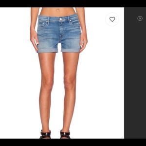 Mother The Dropout Light Wash Denim Cuffed Shorts